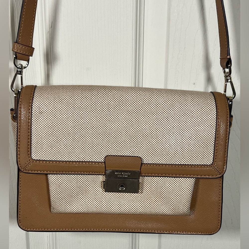 Kate Spade Voyage Canvas Crossbody bag, tan brown, shoulder bag, purse - Picture 2 of 14